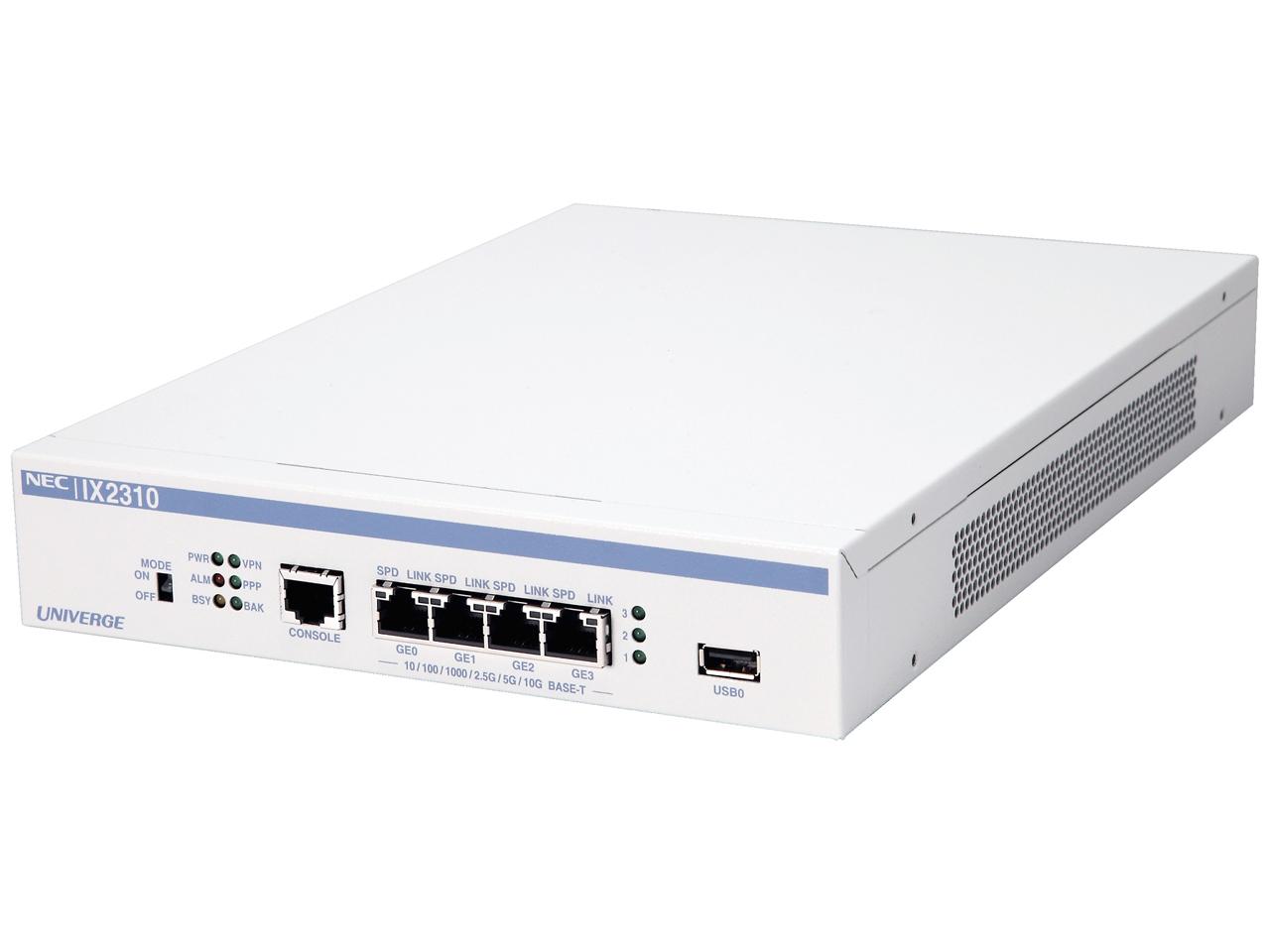 NEC 日本電気 BI000111 UNIVERGE IX2310 有線ルーター VPN 4ポート 10BASE-T(10Mbps)/100BASE-TX(100Mbps)/1000BASE-T(1000Mbps)/2.5GBASE-T(2500Mbps)/5GBASE-T(5000Mbps)/10GBASE-T(10000Mbps)