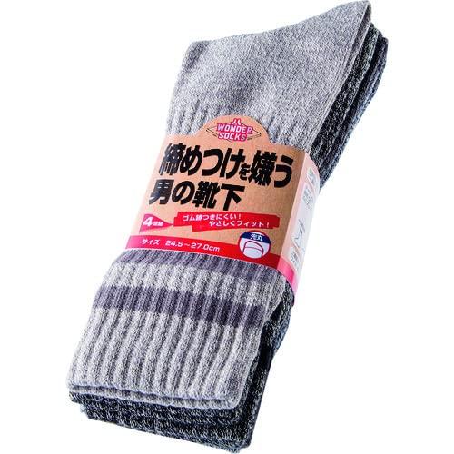 ユニワールド 締め付けを嫌う男の靴下 先丸 モク 4足組