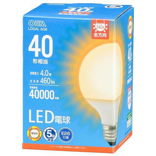 OHM オーム電機 LED電球 G E26 4W 電球色 (06-5527)