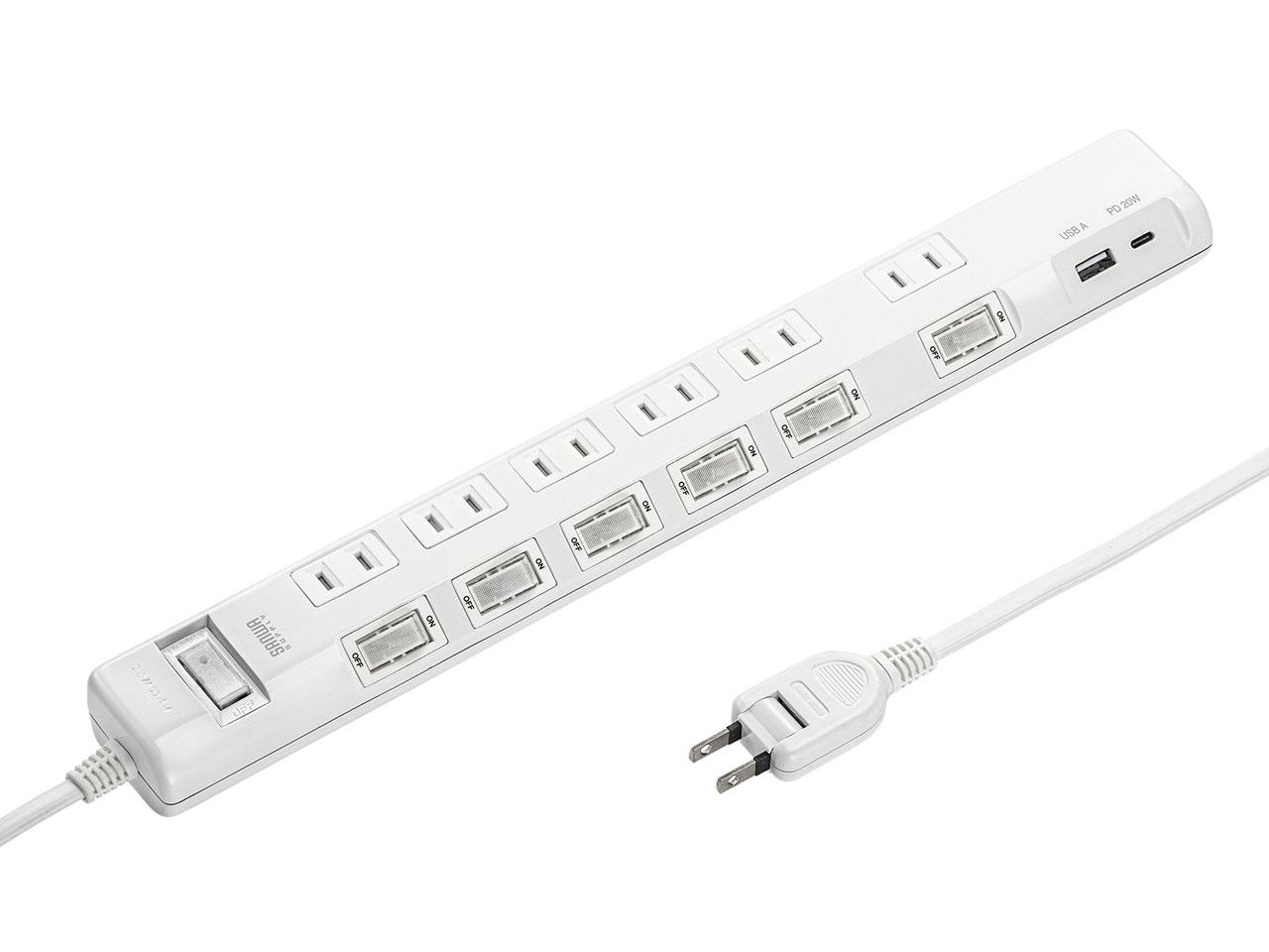 SANWASUPPLY サンワサプライ 節電タップ(TAP-B108UC-2W)