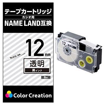 ELECOM エレコム CTCCXR12X ネームランド用互換テープ/透明/黒文字/8m/12mm幅 CTC-CXR12X