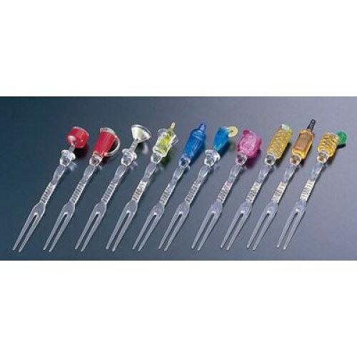 アズワン アクリル　ハッピーアワーカクテルフォーク10本セット　C−10−H【PHO5201】