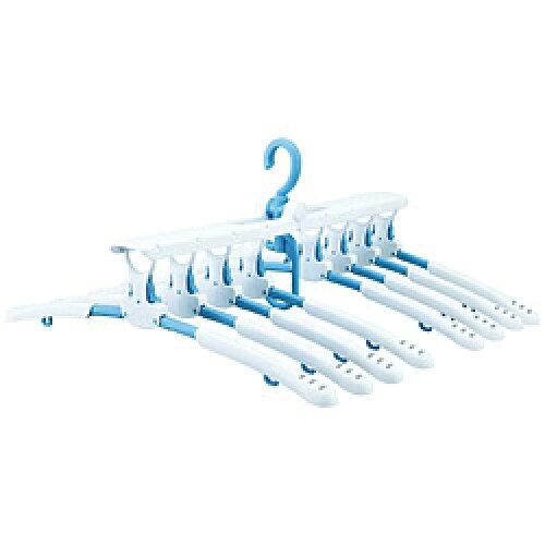 ダイヤ ワンタッチハンガー8連 スライド ライトブルー ・ ホワイト 横約52.5cm×縦約41cm×高約23.5cm