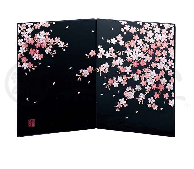 中外陶園 蒔絵屏風(桜・大) (Y2434)
