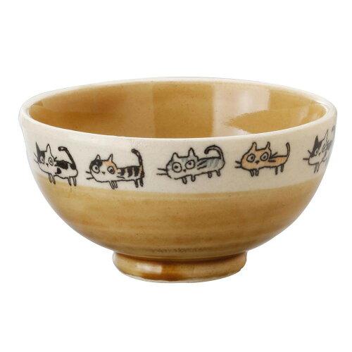 カネ三 散歩猫飯碗・茶 (K4381)【入数:3】
