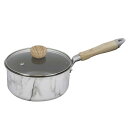 ベストコ 片手鍋 18cm ソースパン IH ガス火 ホワイト 大理石柄 NX-141 MARBLE KITCHEN