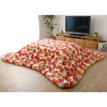 イケヒコ こたつ布団 長方形大 国産 リーフ柄 掛け単品 レッド 約205×385cm 6022389 1個