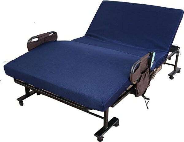 谷村実業 寝心地選べる折畳電動ベッドネイビー低反発