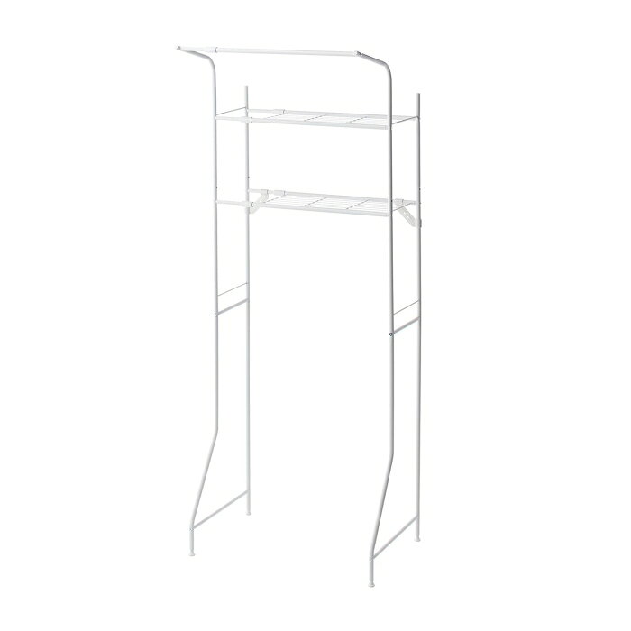 平安伸銅工業 スリムランドリーラック 棚2段 ハンガーバー付き マットホワイト 幅61-82×奥行53×高181cm HSR-2WH