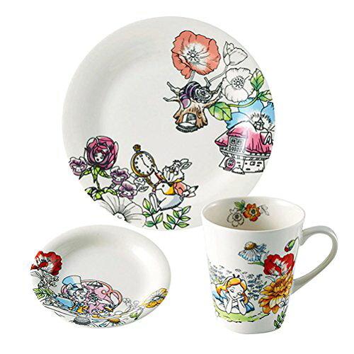 maebata 46198 ディズニー ふしぎの国のアリス モーニング プレート＆マグ 3点セット D-AL01