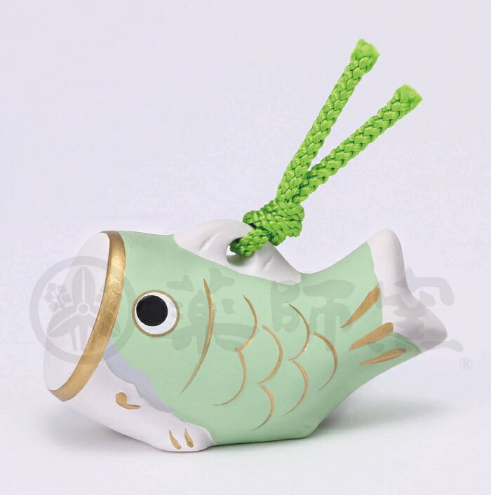 薬師窯(yakushigama) 錦彩鯉のぼり(土鈴・グリーン) (Y5785)