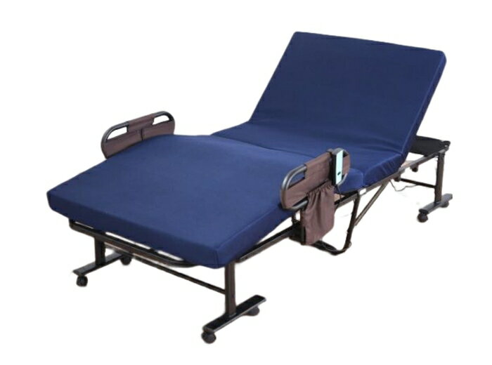 谷村実業 寝心地選べる折畳電動ベッドネイビー低反発