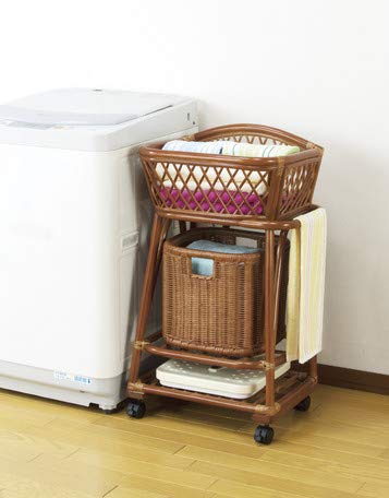 アウトレットファニチャー 天然籐2段ランドリー 【03081】