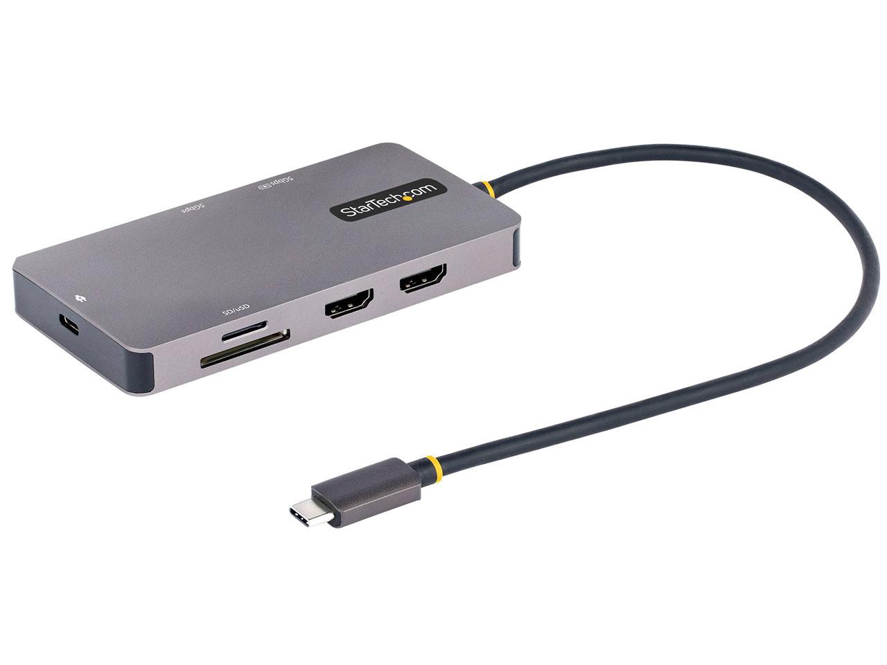スターテック マルチポートアダプター/USB-C/2画面/HDMI/100W USB PD/USB-Aハブ/GBE/S【120B-USBC-MULTIPORT】