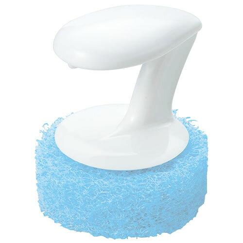 まめいた マメイタ スポンジ ホワイト ブルー 縦6.5×横6.5×高さ7cm 水だけで洗える シンク用 ハンディ たわし