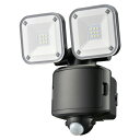 OHM オーム電機 防犯LEDセンサーライト(650 lm/昼光色/単2形×3本使用/保護等級IP44/2灯/ブラック) LS-B65W2