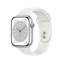 APPLE アップル Apple Watch Series 8(GPSモデル)- 45mmシルバーアルミニウムケースとホワイトスポーツバンド - レギュラー