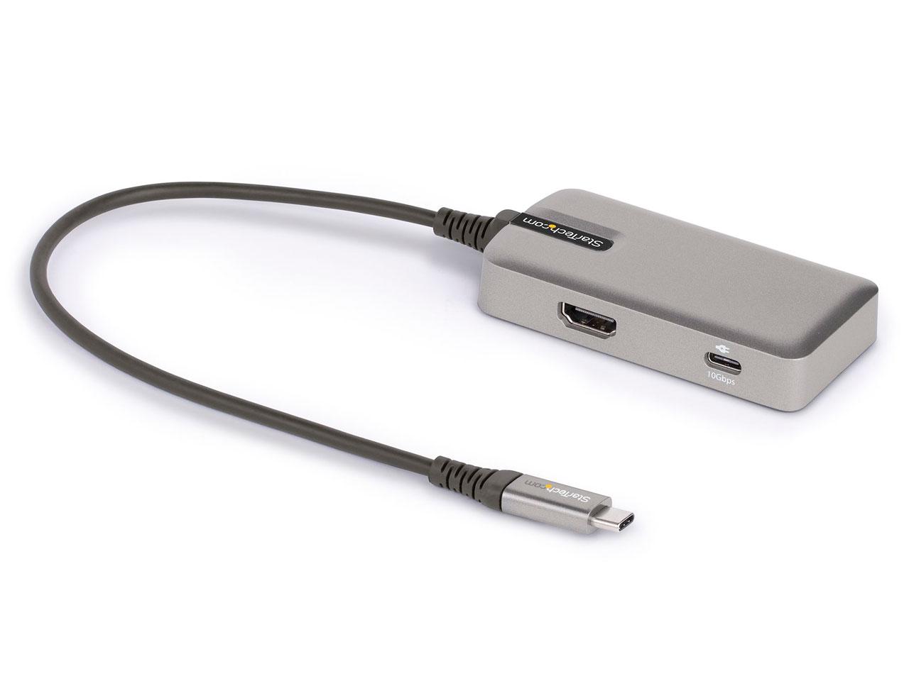 STARTECH.COM USB Type-Cマルチ変換アダプター/ノートPCドッキングステーション/4K60Hz HDMI 2.0/3ポート10Gbps USB ハブ/100W USB PD/タイプC対応トラベルドック/25cmケーブル