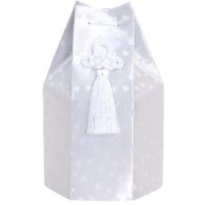 東京ローソク製造 【ペット骨壷・分骨壺】六角袋 ハートホワイト 6寸 (60235)