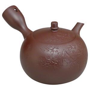 スズ木 【日本製 萬古焼】実山作 松丸形 1.5号急須(木箱入) (0977-4390)