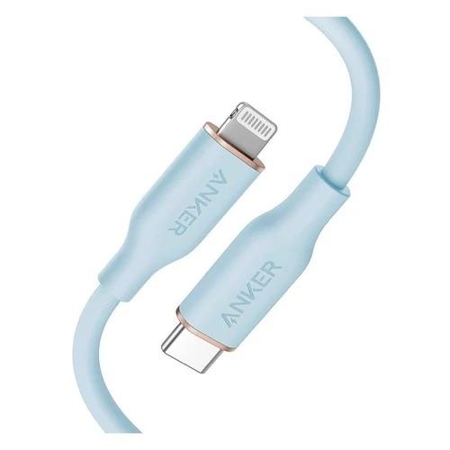 ANKER アンカー Anker PowerLine III Flow USB-C ＆ ライトニング ケーブル MFi認証 Anker絡まないケーブル USB PD対応 シリコン素材採用 (0.9m アイスブルー)(A8662031)