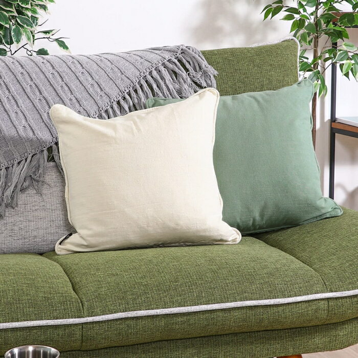 【在庫限即納】不二貿易 サーケル クッションカバー 45×45cm パイピング アイボリー IV 品番:27900