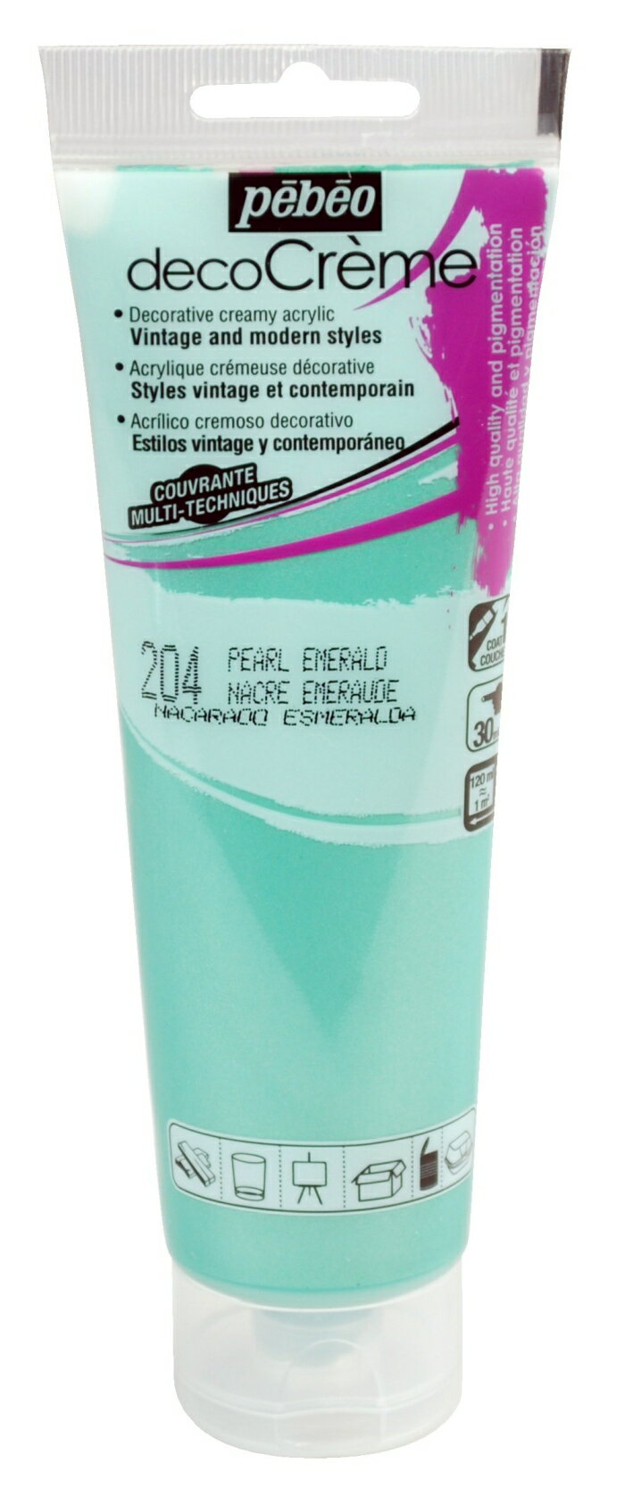 ぺべオ(Pebeo) ペベオ デコクリーム 120ml パール色 エメラルド (089204 6826)
