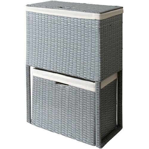 宮武製作所 ランドリーボックス Diario 幅50×奥行き25×高さ80cm ブルー 縦型二段式 RB-500