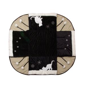 イケヒコ ネコ柄 省スペースこたつ薄掛け布団単品 『シャルル省S』 ブラック 約175×175cm