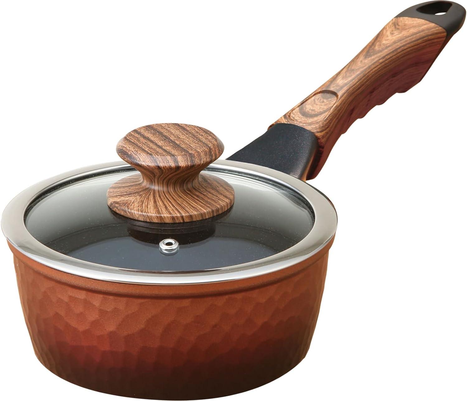 谷口金属(Taniguchi-metal) 谷口金属 片手鍋 蓋付き ガス火・IH対応 槌目 ブロンズ 16cm