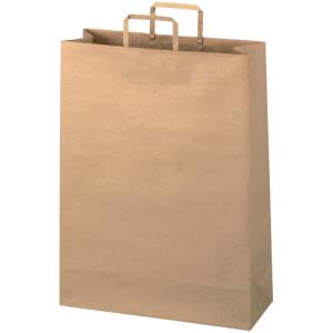 プラス 手提袋 平紐 茶 特大 50枚 B294J-B