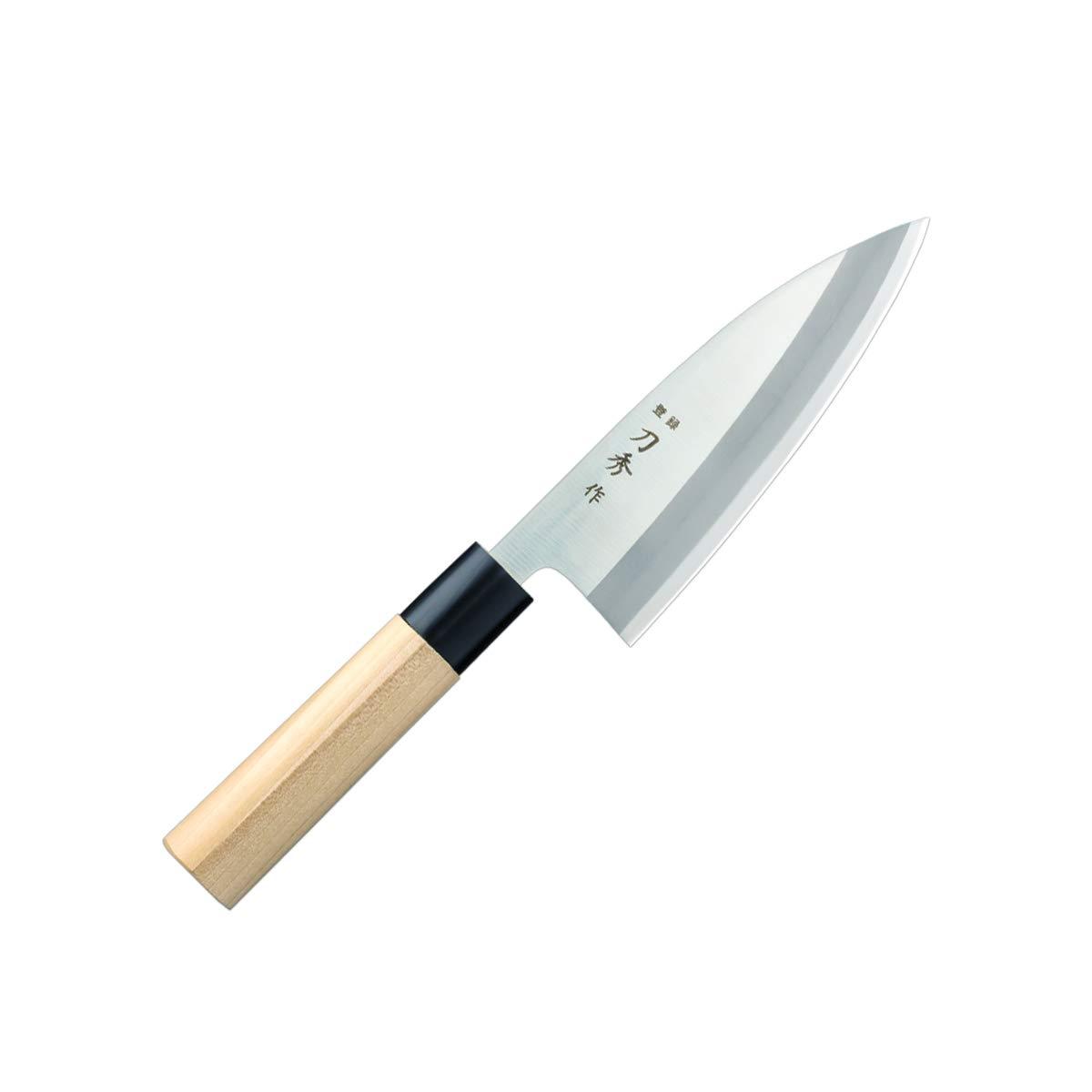 富士カトラリー 出刃 150mm 日本製 モリブデンバナジウム鋼 片刃 荒捌き 魚の頭を落とすなど、骨ごと叩き切る使い方にも対応 刀秀作 モリブデンバナジウム鋼和庖丁 FC-360 シルバー/天然木
