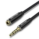 VENTION コットン編み TRRS 3.5mm Male to 3.5mm Female Audio 延長ケーブル 5M Black アルミニウム合金(BH-4629)