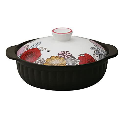 スズ木 土鍋 直火 レンジ 対応 3-4人用 8.5号 サーマテック 花柄 アンスリウム 7223-0660