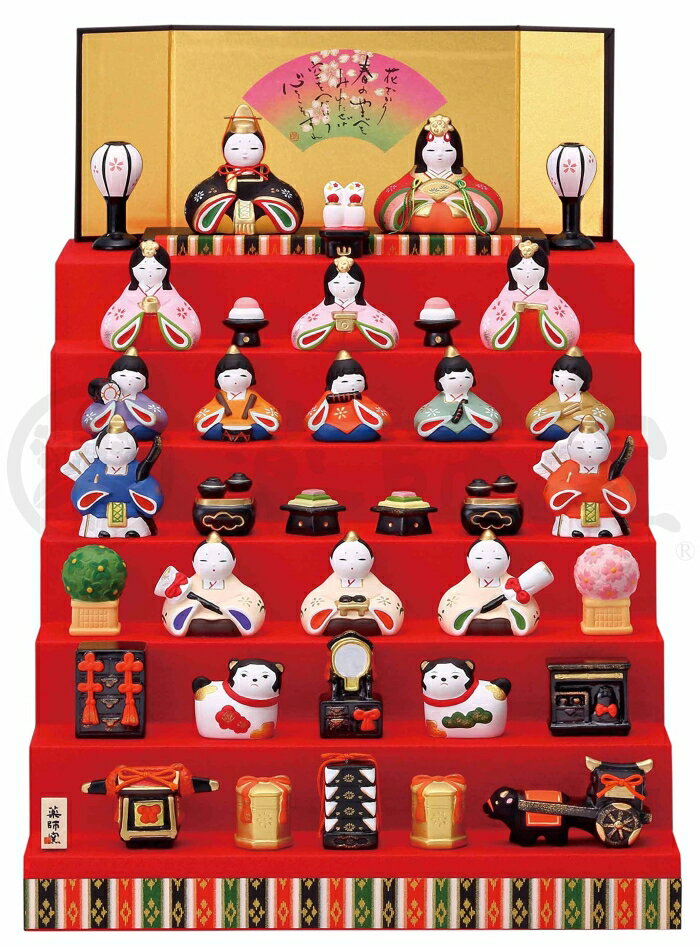 薬師窯(yakushigama) 錦彩華みやび雛(七段飾り) (Y2524)