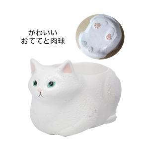 ケー・イー・アイ 4988-WH リトルレジンポット 白ねこ【入数:4】