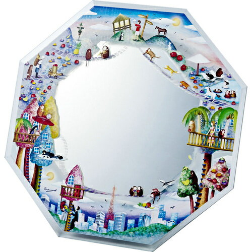 ユーパワー なかのまりの アートミラー 八角 Mサイズ 「Animal Village」 NM-03501 NM-03501