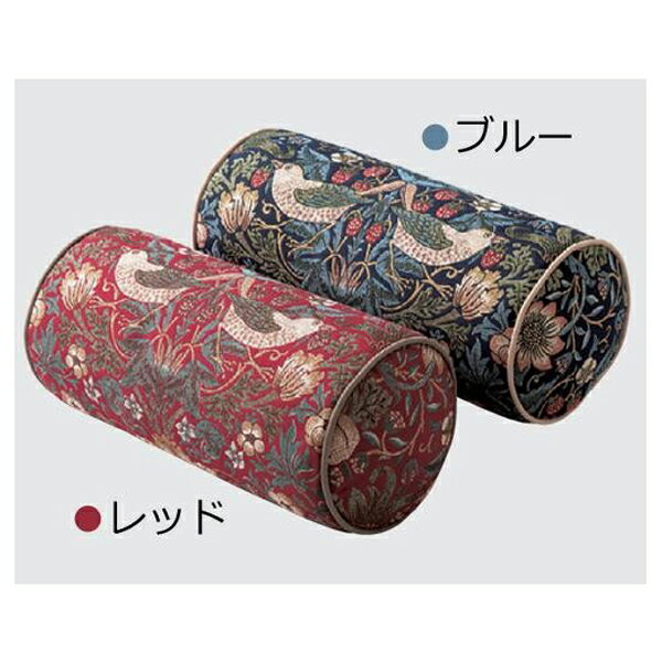 川島織物セルコン モリスデザインスタジオ いちご泥棒 ボルスター型クッション 40×18Rcm LL1710 ブルー (1010698)