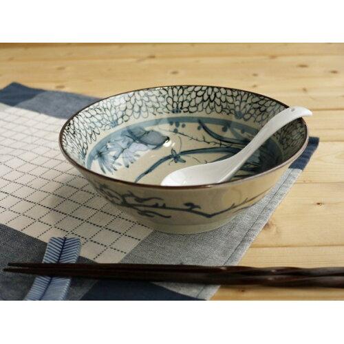 ブルーム ≪メーカー取寄≫古染花鳥 ラーメン鉢 [日本製 美濃焼 食器] 箱入り (-)【入数:2】