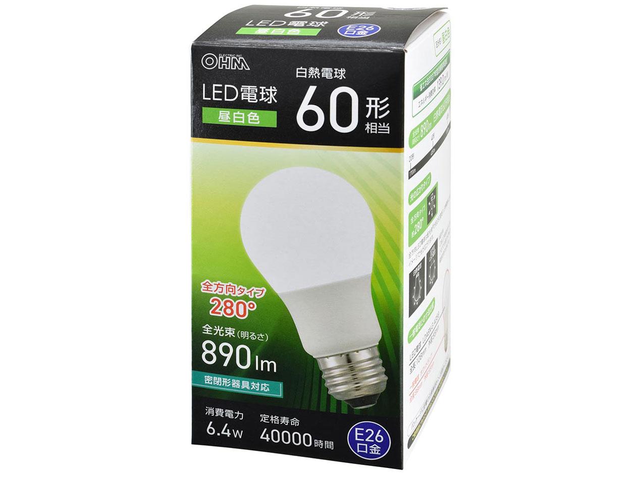 OHM �������ŵ� LED�ŵ�(60������/����/890 lm/6.4W/E26/Ra83/�������۸�280��/̩�ķ�����б�) LDA6N-G AG59