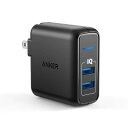 ANKER Anker PowerPort 2 Elite (USB急速充電器 24W 2ポート) 【PSE技術基準適合/PowerIQ搭載/折りたたみ式プラグ搭載】(A2023111)
