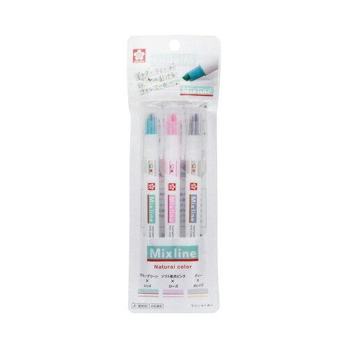 サクラクレパス 蛍光ペン Mixline ミックスライン 3色 セット ナチュラルカラー VUK-T3B サクラクレパス 蛍光ペン Mixline ミックスライン 3色 セット ナチュラルカラー VUK-T3B