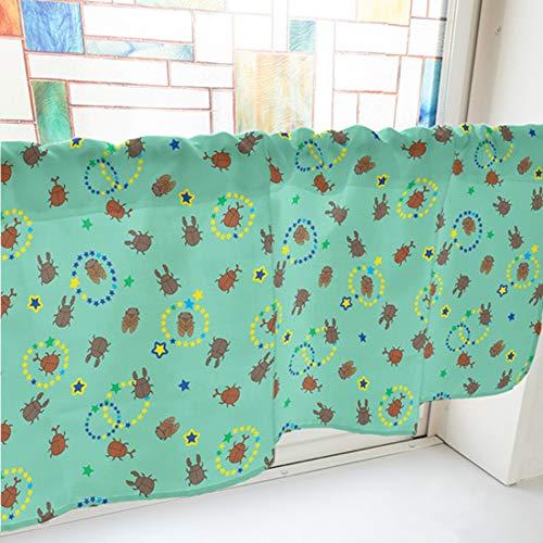 NOBORIYA のぼり屋 カフェカーテン カブトムシ クワガタ セミ 800×450mm 緑・41372 (1391298)