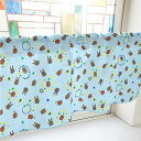 のぼり屋工房 カフェカーテン カブトムシ クワガタ セミ 800×450mm 水色・41376 (1391300)
