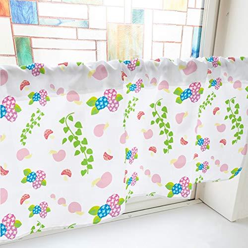 のぼり屋(Noboriya) カフェカーテン カタツムリ アジサイ ツタ 800×450mm 白・41394 (1391309)