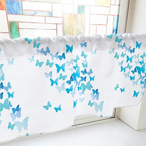 のぼり屋(Noboriya) カフェカーテン ちょうちょ 800×450mm 水色・41422 (1391323)