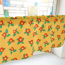 のぼり屋工房 カフェカーテン 椿 800×450mm オレンジ・41498 (1391361)