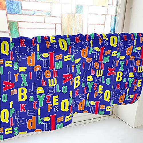 NOBORIYA のぼり屋 カフェカーテン アルファベット 800×450mm 青・41602 (1391413)