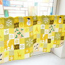 のぼり屋工房 カフェカーテン クリスマス柄 パッチワーク 800×450mm 黄・41664 (1391444)