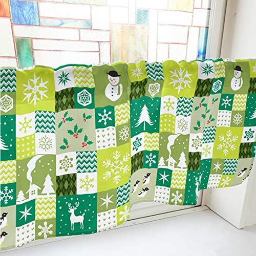 NOBORIYA のぼり屋 カフェカーテン クリスマス柄 パッチワーク 800×450mm 緑・41666 (1391445)